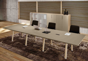 Doppio tavolo riunione per ufficio in melaminico cm. 420/560x120x73,4h