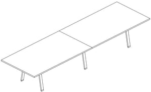 Doppio tavolo riunione per ufficio in melaminico cm. 420/560x120x73,4h