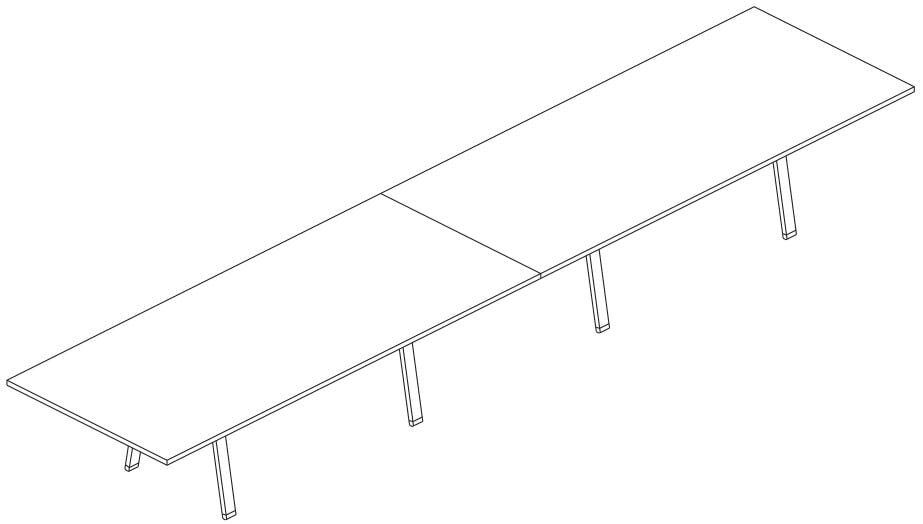 Doppio tavolo riunione per ufficio in melaminico cm. 420/560x120x73,4h