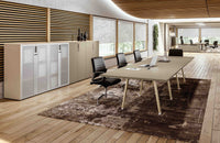 Doppio tavolo riunione per ufficio in melaminico cm. 420/560x120x73,4h