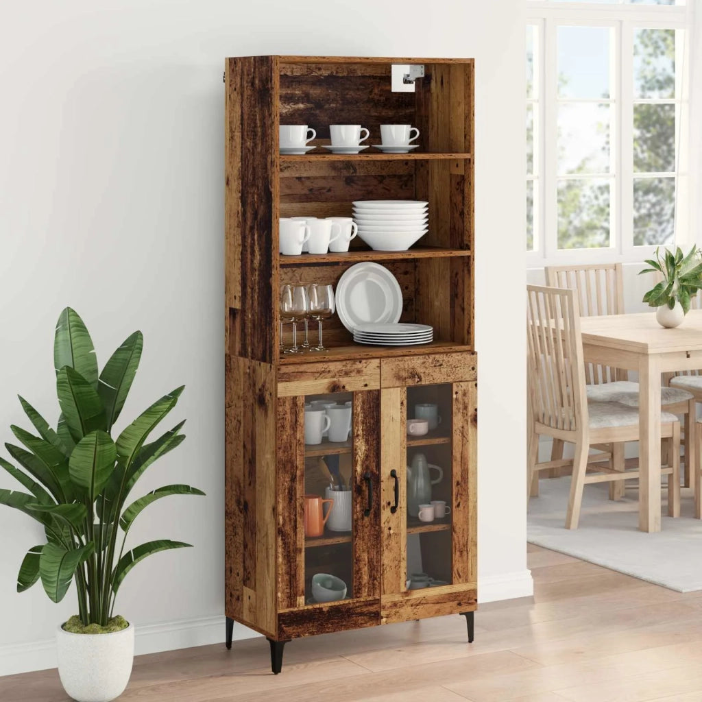 Credenza | Madia | Buffet da pranzo | Armadio da pranzo Legno vecchio 69,5 x 34 x 180 cm Legno multistrato