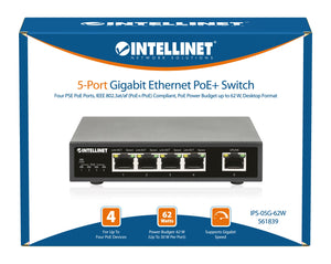 Ethernet Switch Gigabit PoE+ 5 porte