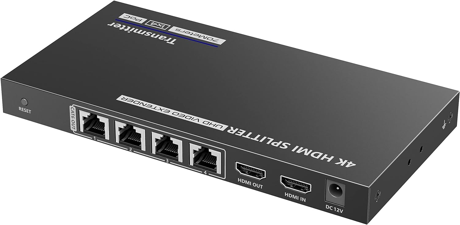 Extender Splitter HDMI 4 vie su Cavo di Rete 70 metri PoC
