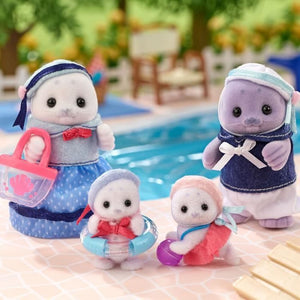 Famiglia Articolata - SYLVANIAN FAMILIES - Famiglia Foche - 4 Personaggi e Accessori da Spiaggia