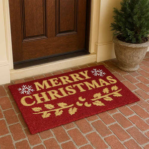 Zerbino rettangolare in fibra di cocco Merry Christmas cm 45 x 75 casa ingresso