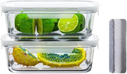 Set di contenitori in vetro a chiusura ermetica, 2 contenitori da pasto, in vetro BPA-free, a chiusura ermetica, resistenti a microonde e congelatore - 680 ml