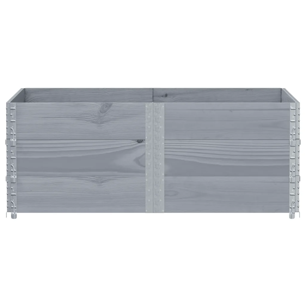 Paretali per Pallet 3pz Grigi 150x100cm Legno Massello di Pino