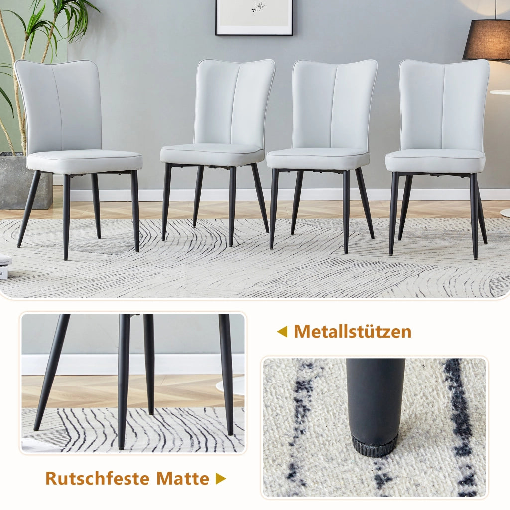 Tavolo da pranzo rettangolare con 4 sedie e vano contenitore in MDF e metallo marrone nero e grigio chiaro 160 cm