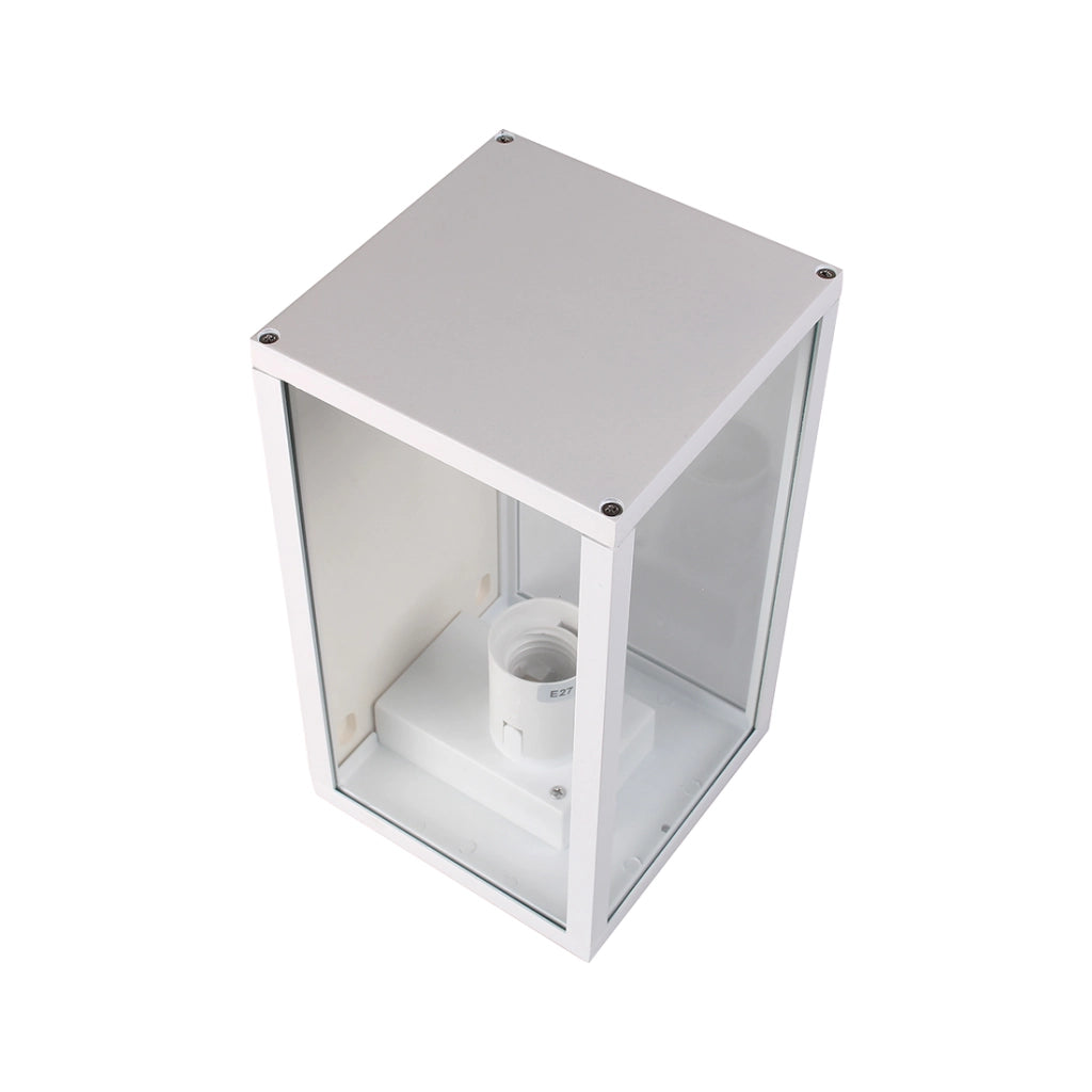 LAMPADA DA PARETE IP44 PER INTERNI ED ESTERNO IN ALLUMINIO BIANCO CON ATTACCO E27 - DESIGN ELEGANTE E MODERNO