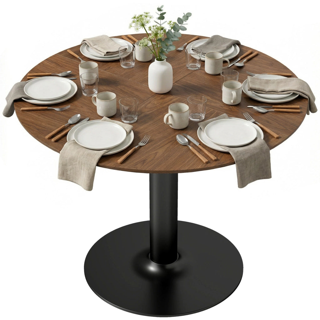 Tavolo da pranzo rotondo per 6 persone ¨C zephmum ¨C effetto legno massello marrone 110 cm