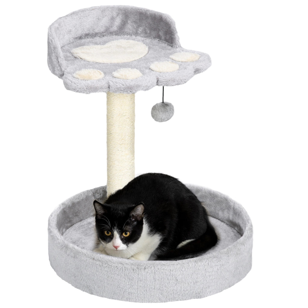 Tiragraffi per Gatti 41x41x44 cm Doppio Lettino in Juta e Peluche Grigio Chiaro