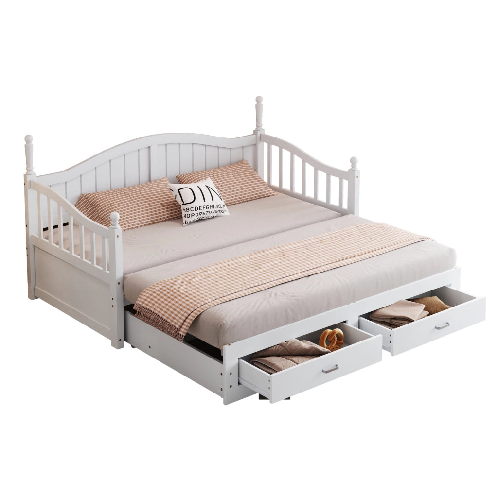 Divano letto estraibile in legno bianco 90x190 cm