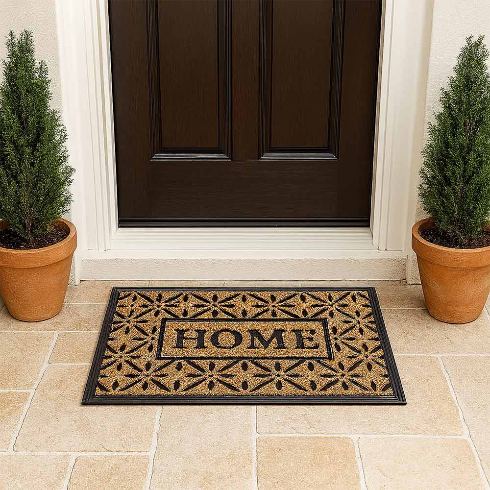 Zerbino rettangolare in fibra di cocco con scritta Home misura 40 cm x 60 cm