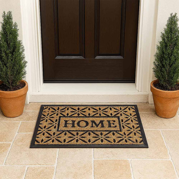 Zerbino rettangolare in fibra di cocco con scritta Home misura 40 cm x 60 cm