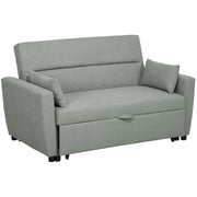 Divano letto 2 posti con schienale regolabile e cuscini vano contenitore in tessuto grigio chiaro 155 × 90 × 88,5 cm
