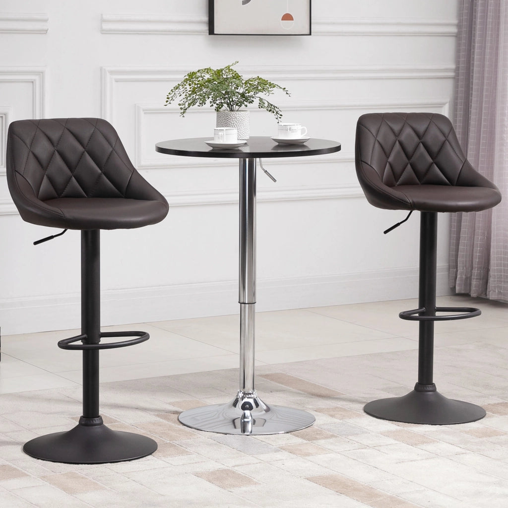 Sgabello da Bar Regolabile con Schienale e Poggiapiedi ¨C Zephmum ¨C Similpelle e Metallo, Marrone e Nero, 46x48x83-104 cm