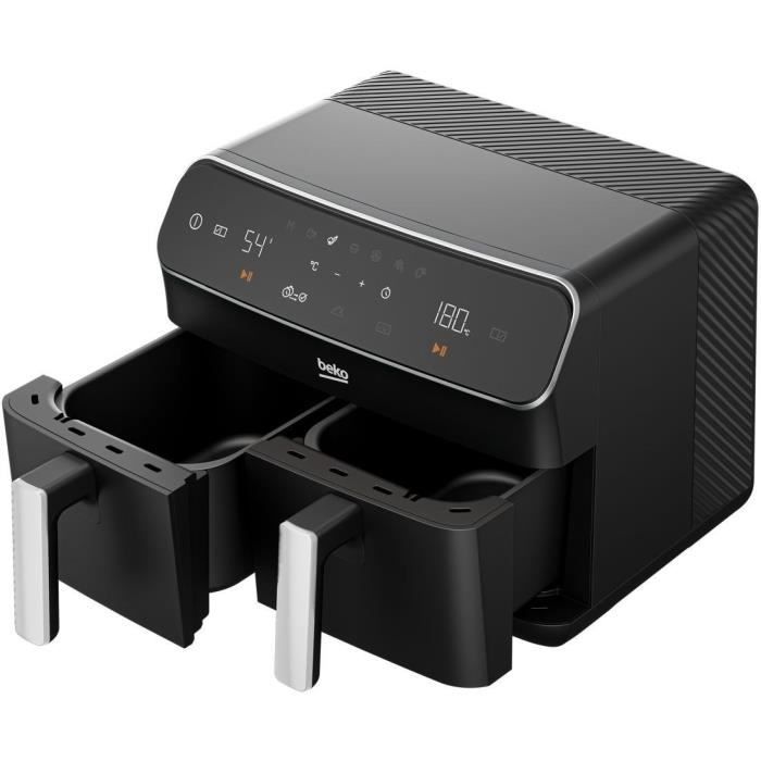 Friggitrice ad aria calda multifunzione - BEKO - FRL5388B - 2400 W - 8,5 L per 2 kg di patatine - 2 vasche (2x 4,5 L) - Nero