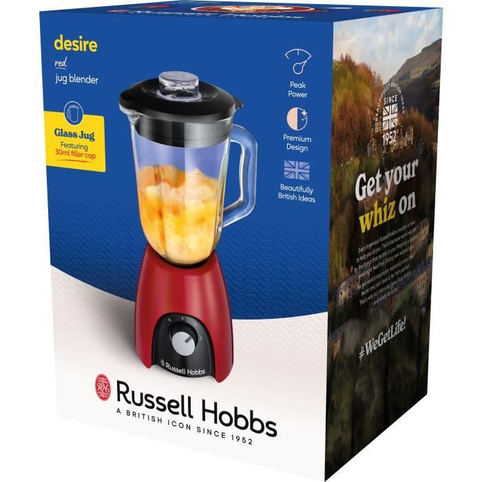 Frullatore - RUSSEL HOBBS - Desire Red - 650 W - 2 velocità + Pulse - Rosso