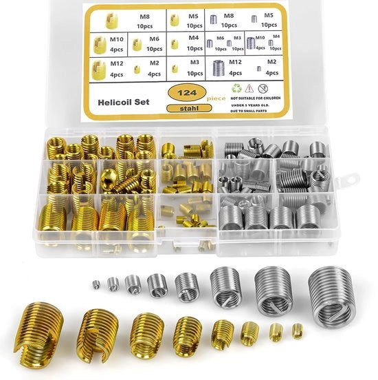 Set di viti a sezione rettangolare 124 pezzi - Set di viti a sezione rettangolare autoalimentanti - M2/M3/M4/M5/M6/M8/M10/M12 - Acciaio di alta qualità - Duraturo - Resistente all'usura - Viti di fissaggio