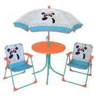 FUN HOUSE 713095 PANDA INDIANO Mobili da giardino con un tavolo, 2 sedie pieghevoli e un ombrellone per bambini
