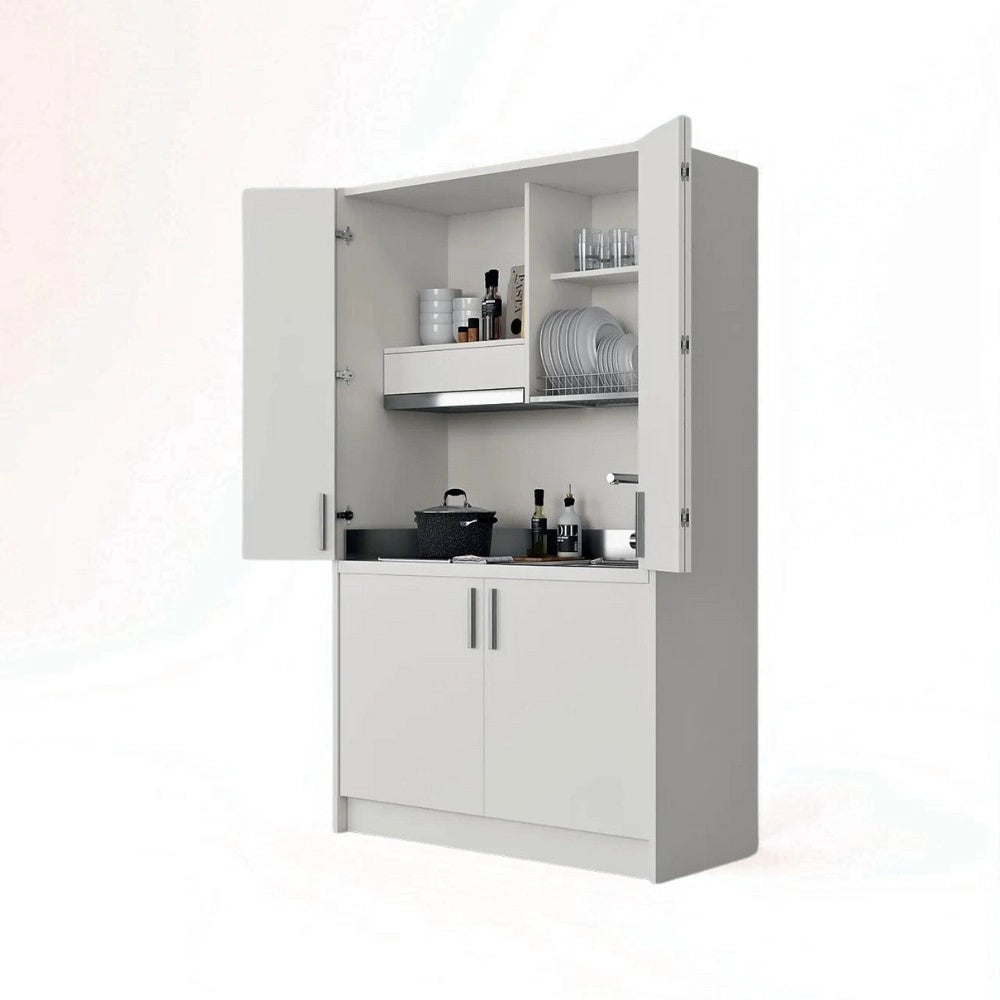 Cucina a scomparsa completa di elettrodomestici Fold bianco 125