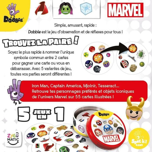 Gioco di società - ASMODEE - Dobble: Marvel Emoji (Eco Sleeve) - 6 anni - All'aperto - Misto