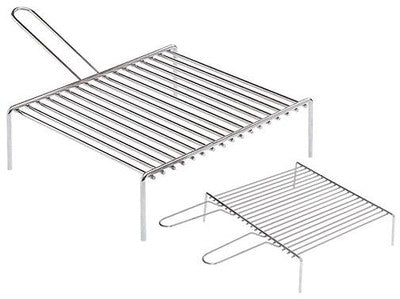 GRATICOLE GRIGLIE IN ACCIAIO CROMATO PER CAMINO BARBECUE CM.35X40 MANICO DOPPIO