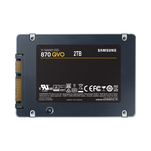Hard disk SSD Samsung SSD QVO 870 - 2.5" - 2 Tb (2000 Gb) - SATA3 Stato Solido - Lettura 560MB/S, Scrittura 530MB/S