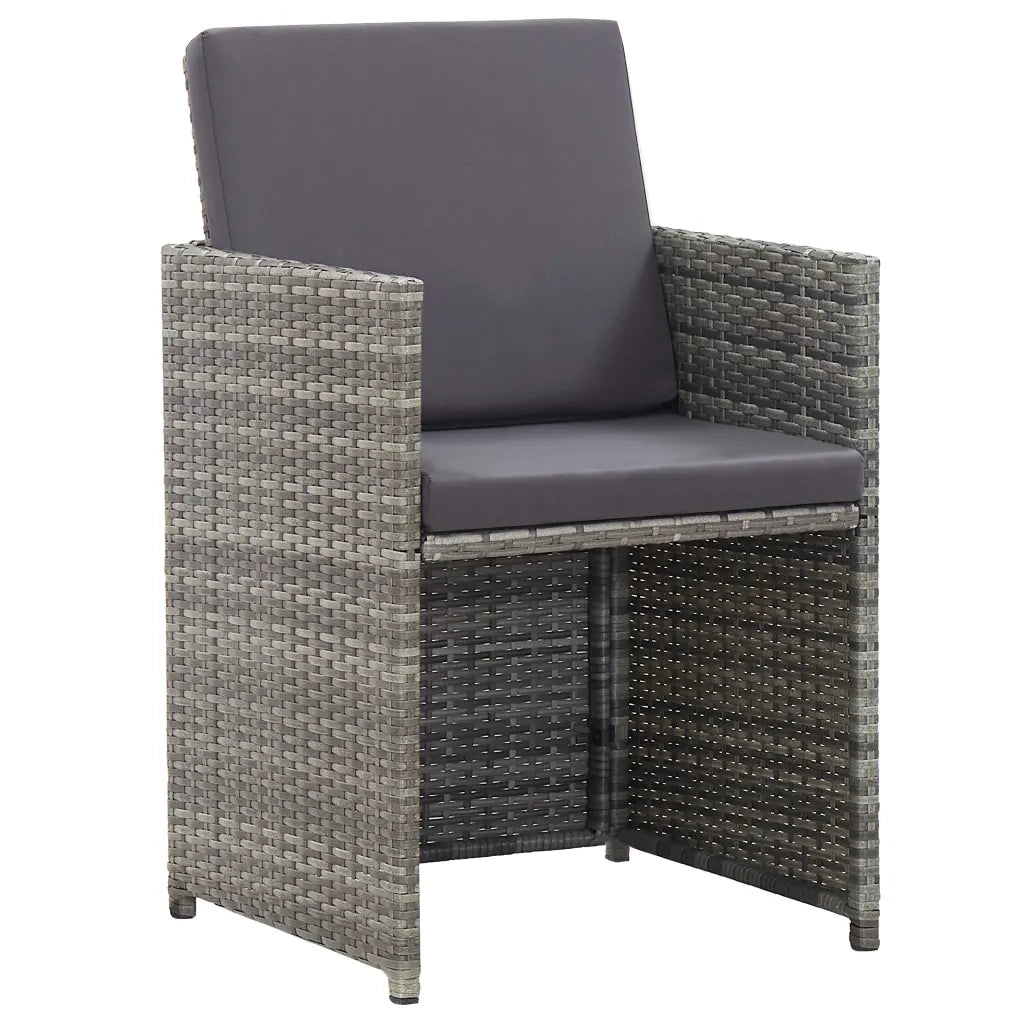 Set da Pranzo per Esterni 17 pz con Cuscini Polyrattan Grigio 46433