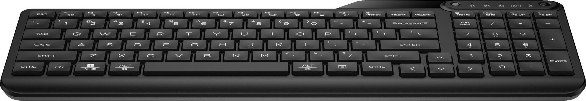 HP 460 - Tastatur - Multi-Device, schnelle Kopplung, kompakt mit Ziffernblock, 2-Zonen-Layout - kabellos - Bluetooth 5,3 - Deutsch - tiefschwarz (7N7B8AA)