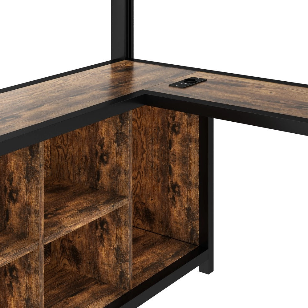 Letto a Soppalco in Metallo con LED, USB e Contenitore ¨C MINIMAL ¨C Nero 140x200