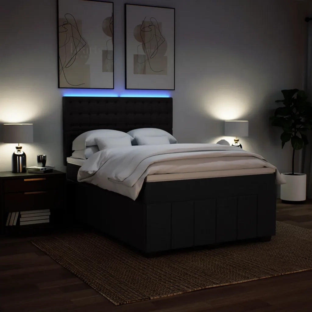 Giroletto a Molle con Materasso Nero 140x200 cm in Tessuto 3294007