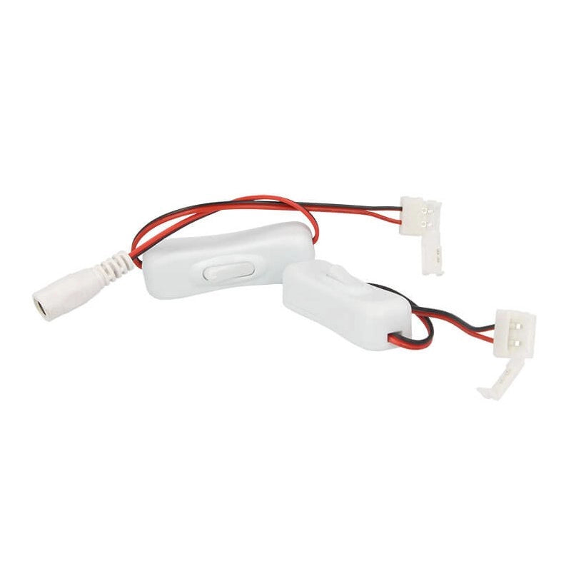2 PZ Interruttori ON OFF con Connettore 10mm per Strip LED e DC JACK Femmina 5,5mm x 2,1mm