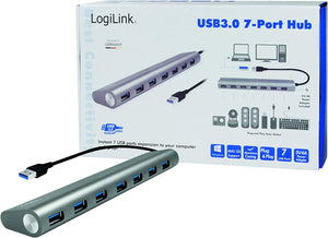 Hub USB 3.2 SuperSpeed 7 porte Alluminio Silver