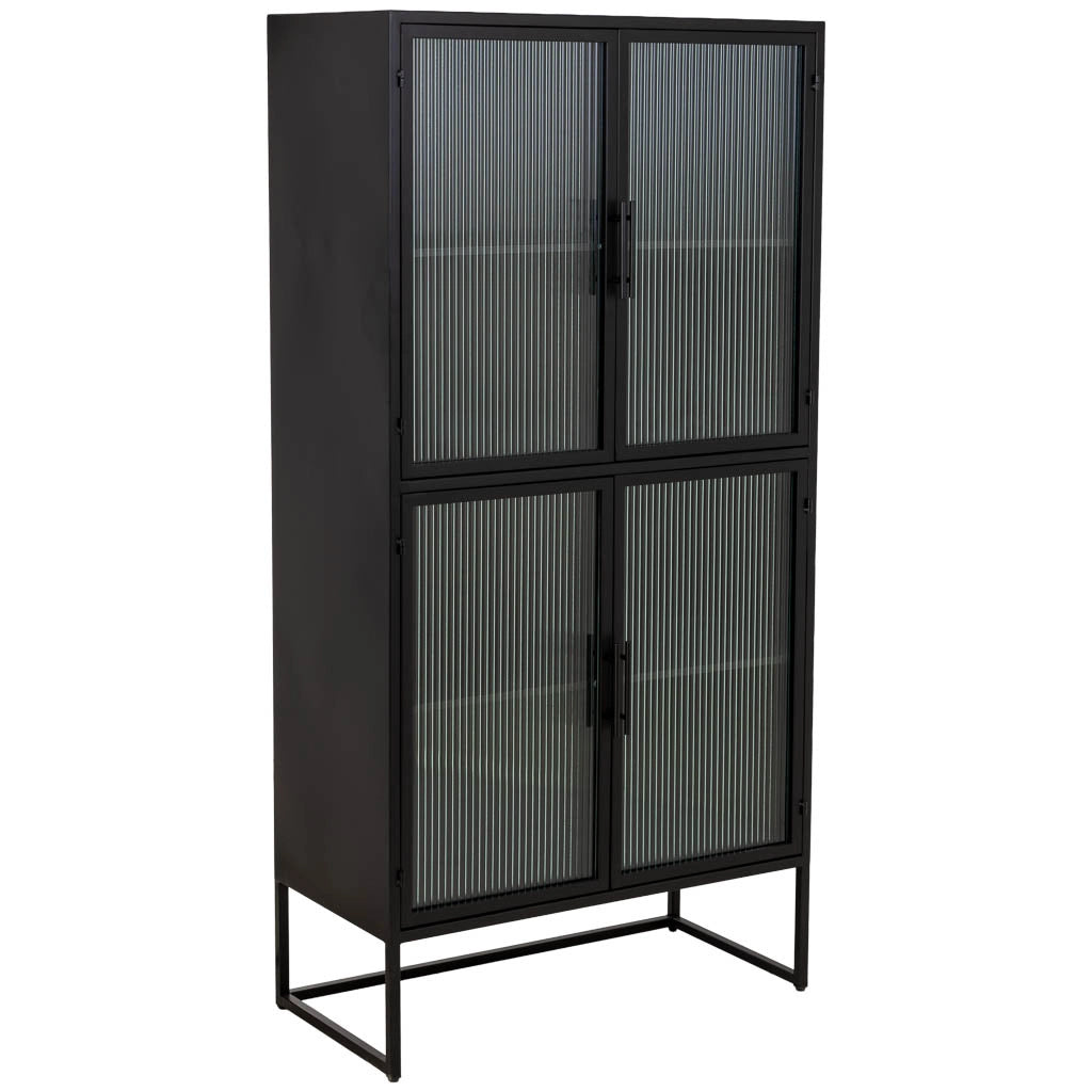 Vetrina in metallo nero con 4 ante cm 80x38,5x161h