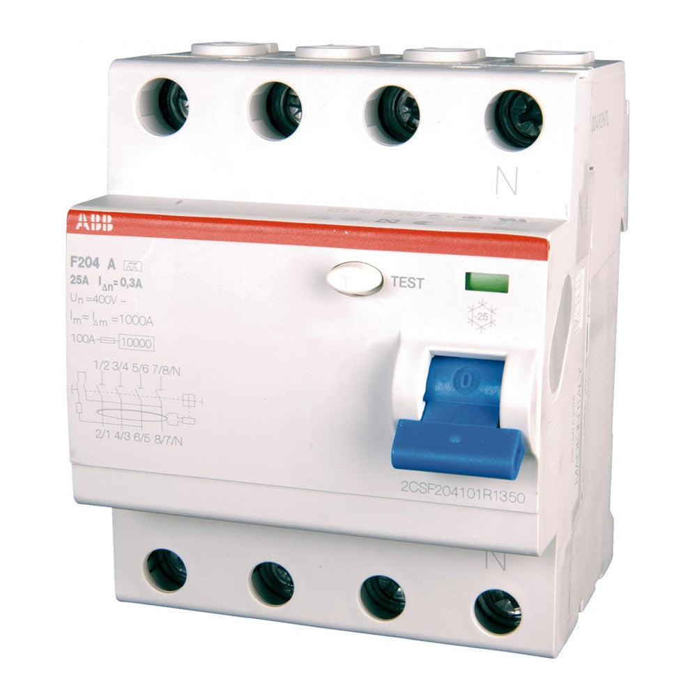 Interruttore differenziale puro F204 A-25/0,3 4P 25A 300mA Abb