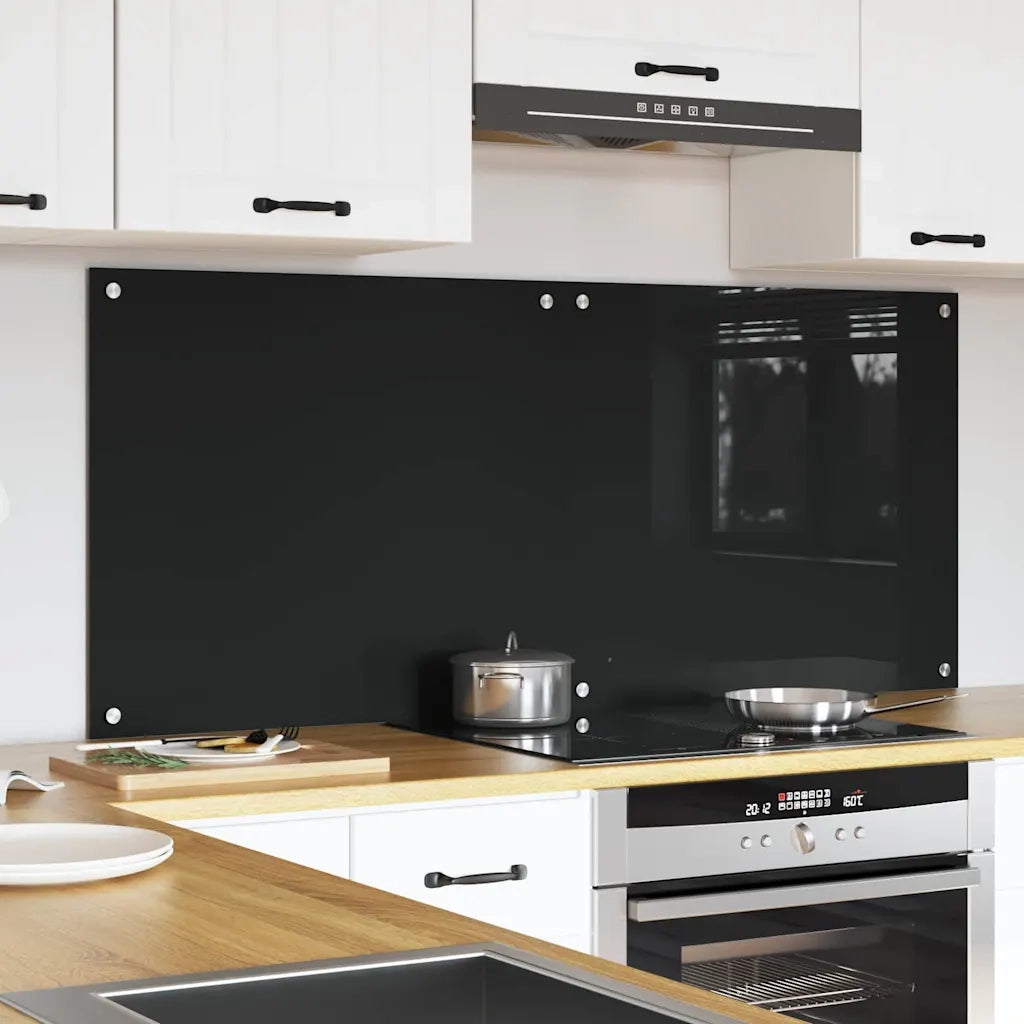 Schienale da cucina 2 pcs Nero 70 x 60 cm vetro temperato 3415544