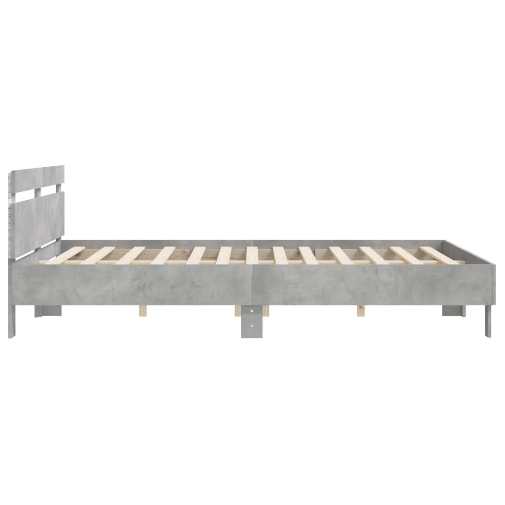 Giroletto con Testiera e LED Grigio Cemento 180x200 cm 3207528