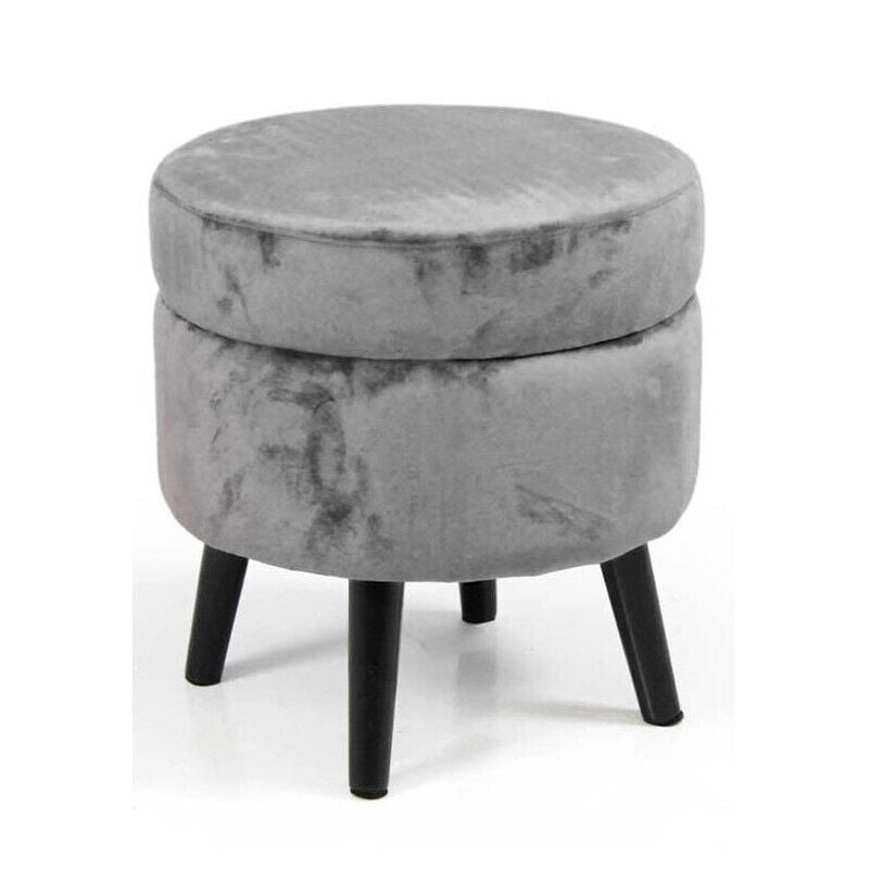 POUF CONENITORE SEDUTA IN VELLUTO E GAMBE NERE 37 X H40 CM COLORE GRIGIO