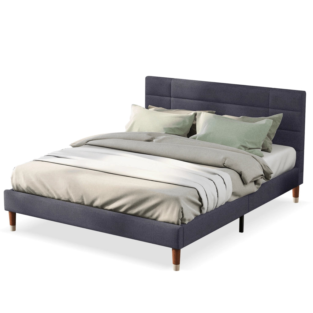 Letto matrimoniale 140x200 cm grigio con materasso H3 e rete a doghe