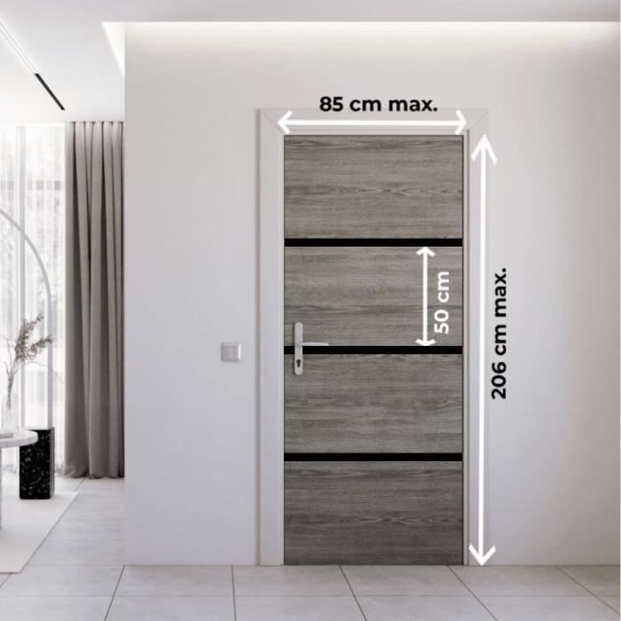 Kit Ristrutturazione Porta - NORDLINGER PRO - 4 Lastre 85 x 50 cm & 3 Profili Neri 85 x 2 cm - Rovere Greige