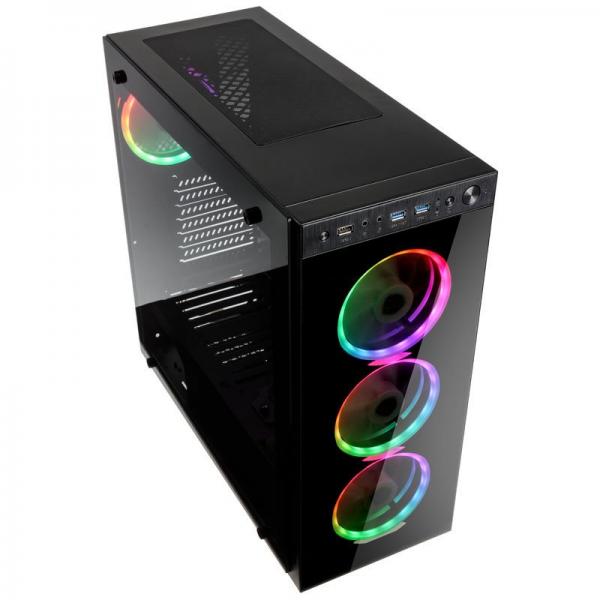 Kolink Horizon e' un case middle tower con paratia laterale e frontale in vetro temperato e controller Addressable RGB