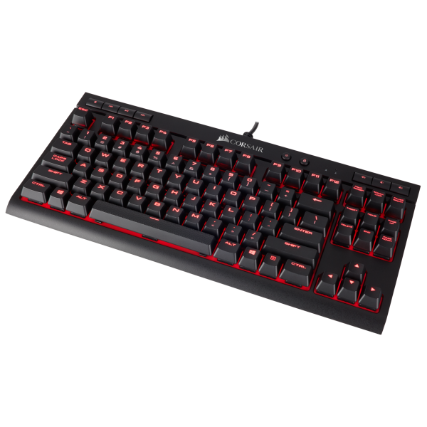 La tastiera CORSAIR K63 e' priva di tastierino numerico e presenta switch meccanici CHERRY MX Red per il massimo delle prestazioni. La retroilluminazione brillante a LED rossi per ciascun tasto consente una regolazione dell'illuminazione.