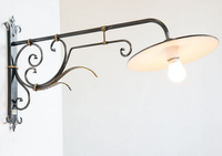LAMPADA APPLIQUE LANTERNA FERRO BATTUTO CON PIATTO LUX D. 32 LANTERNE LAMPADE