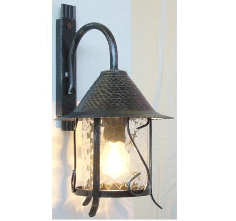 LAMPADA LANTERNA APPLIQUE PLAFONIERA CILINDRO MENSOLA IN FERRO BATTUTO