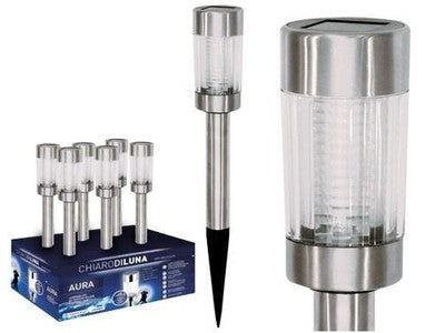 LAMPADE LAMPADA SOLARE AURA IN ACCIAIO CM. 6xH42 ILLUMINAZIONE ESTERNA PZ.12