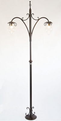 LAMPADE LINEA GOCCIA LAMPIONE FIORENTINO 2 LUCI cm. 280 FERRO BATTUTO E VETRO