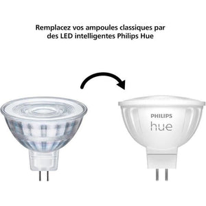 Lampadina connessa - PHILIPS HUE - MR16 - Luce bianca - Compatibile con Bluetooth - Confezione da 2 - Funziona con app e comando vocale