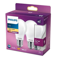 Lampadina LED Philips Equivalent60W E27 Bianco caldo non regolabile, vetro, set di 2