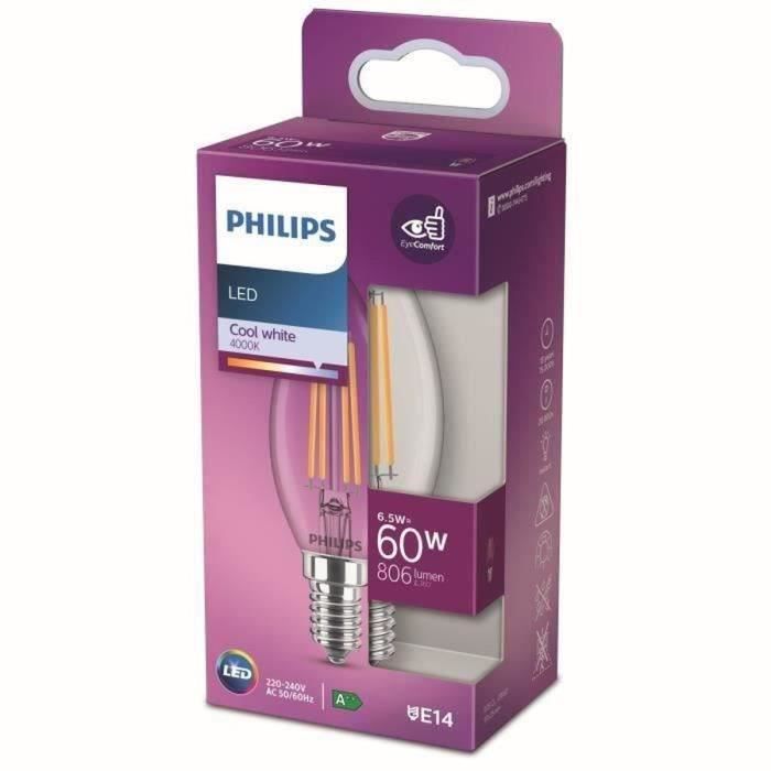Lampadina LED Philips Equivalente 60W E14 Bianco freddo Non dimmerabile